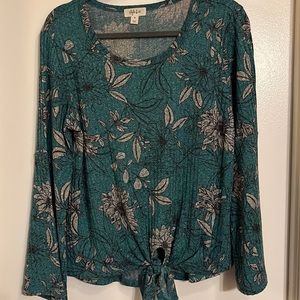 Green floral long sleeve top